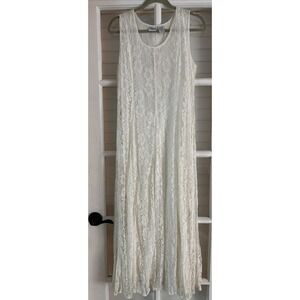 Vintage Ivory lace Maxi Floral Lined Fairy Cottage core A-line Dress Wedding